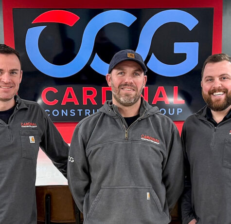 A picture of Cardinal Construction Group owners John Burke, Ben Settle and Eric Dukes.