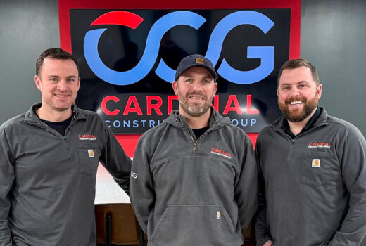 A picture of Cardinal Construction Group owners John Burke, Ben Settle and Eric Dukes.