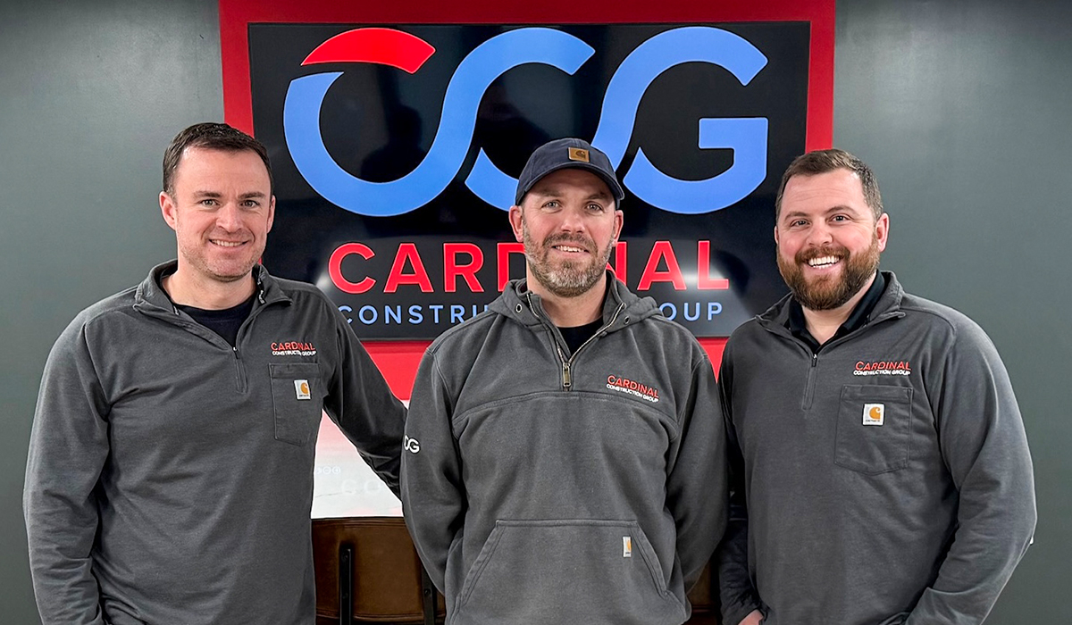 A picture of Cardinal Construction Group owners John Burke, Ben Settle and Eric Dukes.